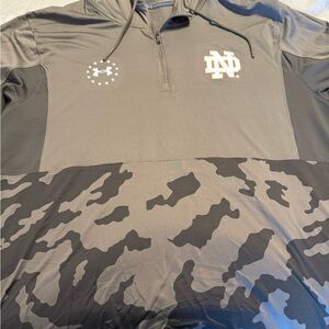 Notre Dame Under Armour Tan and Gray HeatGear Hoodie